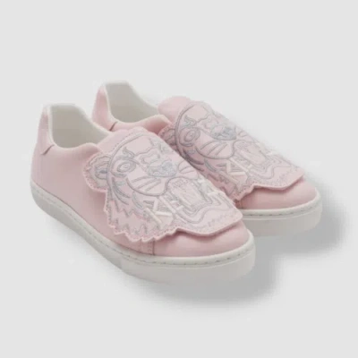 Pre-owned Kenzo Kids' $345  Toddler Girl's Pink Tiger Logo Leather Sneaker Shoe Size Eu 24/us 8