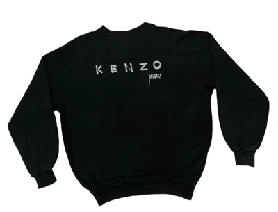 Pre-owned Kenzo 90's  Jeans Embroidery Spell Out Sweatshirt In Black