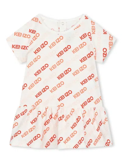 Kenzo Babies' Logo-print Organic Cotton Dress In Ivory
