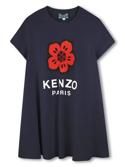 Kenzo Kids' Boke Flower T-shirt Dress In Blue