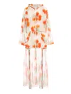 Kenzo Tulip Printed Long Windbreaker In Multicolor