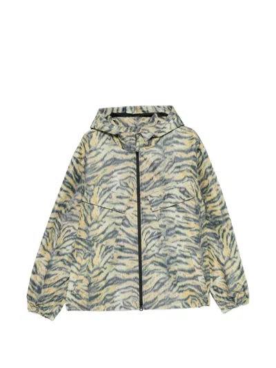 Kenzo Hooded Blazer Silk Nylon All Over Print In Multi