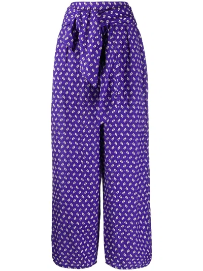 Kenzo Abstract Print Palazzo Trousers In Purple