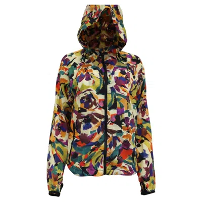 Pre-owned Kenzo Abstract Print Windbreaker Jacket In Multicolor Nylon In Black