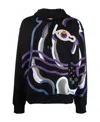 Kenzo Abstract Tiger-print Hoodie In Black