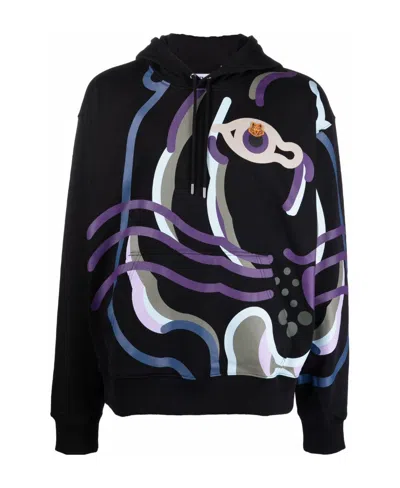 Kenzo Abstract Tiger-print Hoodie In Black