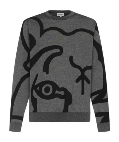 Kenzo Abstract Tiger-print Sweatshirt In Black
