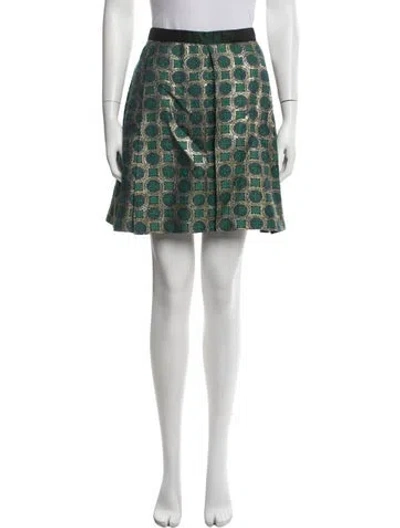 Pre-owned Kenzo Acetate Mini Skirt In Green/metallic