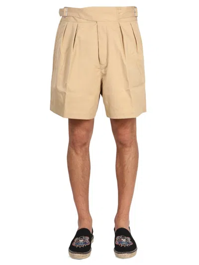 Kenzo Adjustable Belts With Buckle Mini Twill Shorts For Men In Neutral