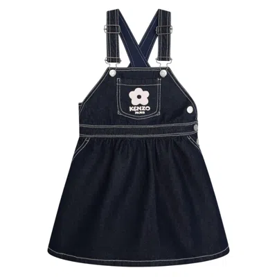 Kenzo Adjustable Shoulder Strap Denim Dress In Blue