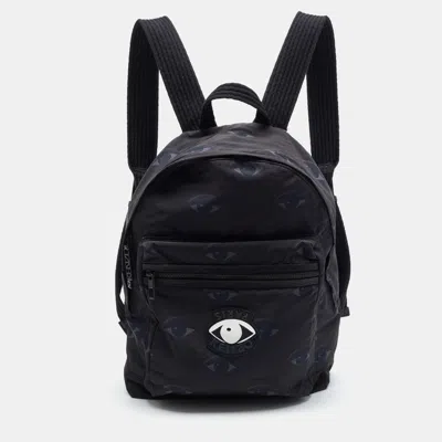 Pre-owned Kenzo All Over Eyes Black/blue Nylon Backpack