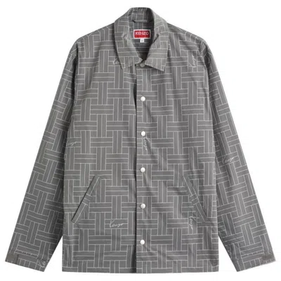 Kenzo All Over Geometric Pattern Coach Jacket In Gray
