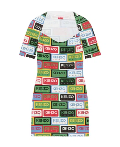 KENZO KENZO ALL-OVER GRAPHIC LOGO MOTIF DRESS