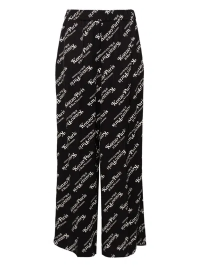 Kenzo Verdy Logo-print Pajama Pants In Black