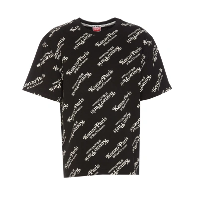 Kenzo All-over Logo Printed Crewneck T-shirt In Black