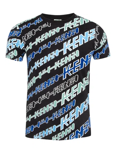 Pre-owned Kenzo All-over Logo T-shirt In Black