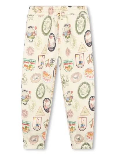 Kenzo All-over Print Cotton Jogging Trousers In White