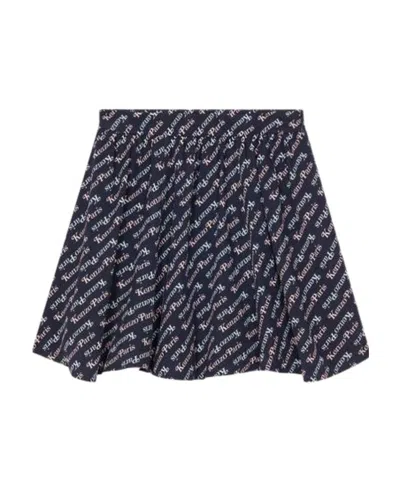 Kenzo Allover Logo Printed Mini Skirt In Black