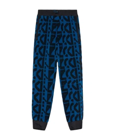 Kenzo Allover Monogram Drawstring Jogging Pants In Blue