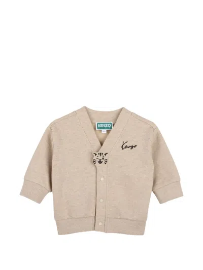 Kenzo Kids' 'animal Fantasy' Logo-embroidered V-neck Cardigan In Pink