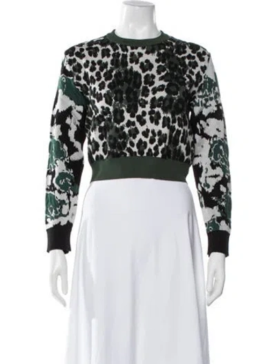 Pre-owned Kenzo Animal Print Crew Neck Sweater In Green