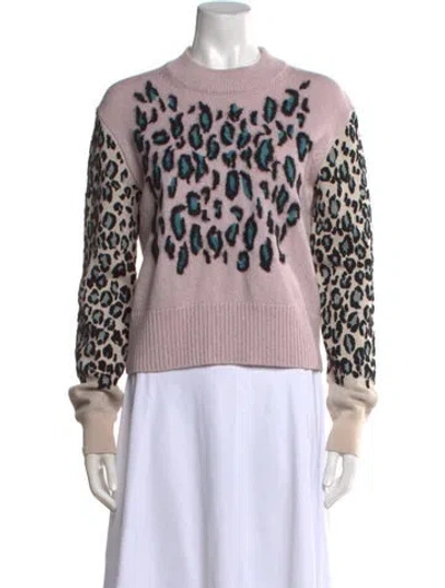 Pre-owned Kenzo Animal Print Crew Neck Sweater In Pink
