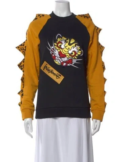 Pre-owned Kenzo Animal Print Crew Neck Sweater In Yellow