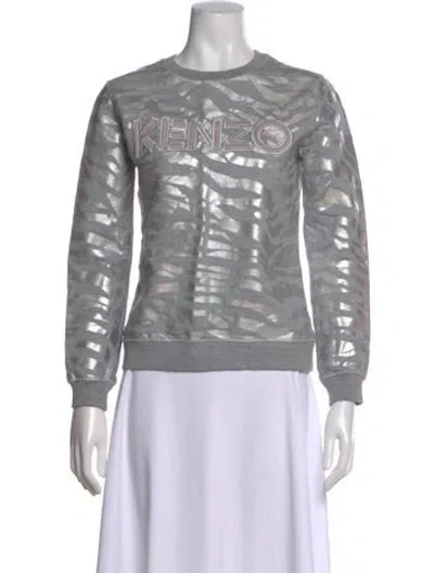 Pre-owned Kenzo Animal Print Crew Neck Sweatshirt In Gray