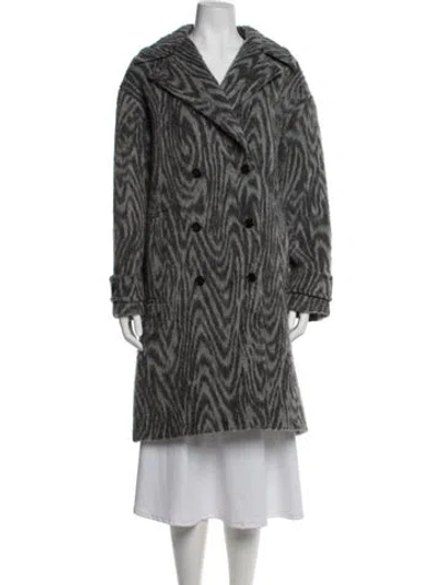 Pre-owned Kenzo Animal Print Faux Fur Coat In Gray