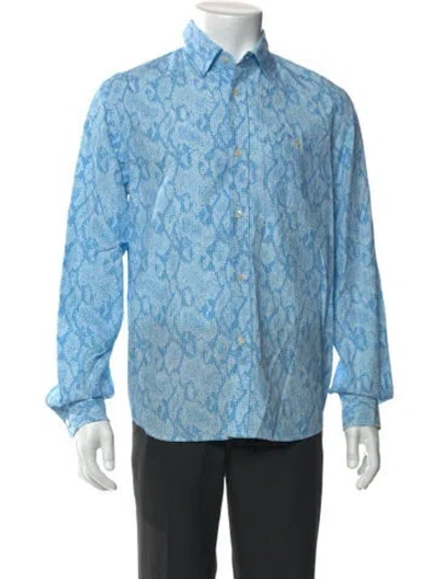 Pre-owned Kenzo Animal Print Long Sleeve Shirt In Blue