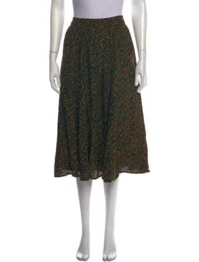Pre-owned Kenzo Animal Print Midi Length Skirt In Green