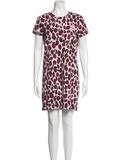 Pre-owned Kenzo Animal Print Mini Dress In Pink