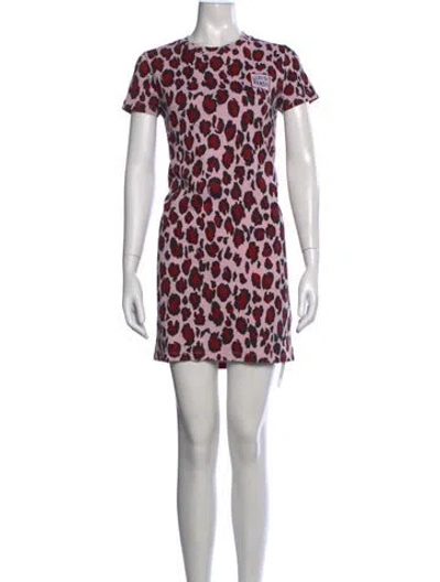 Pre-owned Kenzo Animal Print Mini Dress In Pink