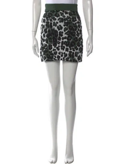Pre-owned Kenzo Animal Print Mini Skirt In Green