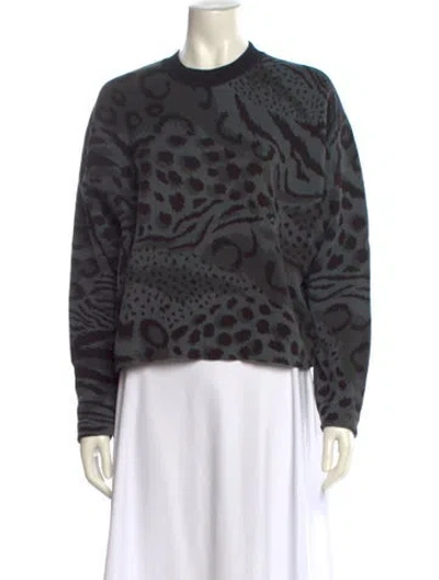 Pre-owned Kenzo Animal Print Mock Neck Sweatshirt In Black