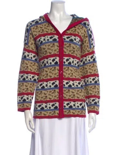 Pre-owned Kenzo Animal Print Open Front Sweater In Multicolor