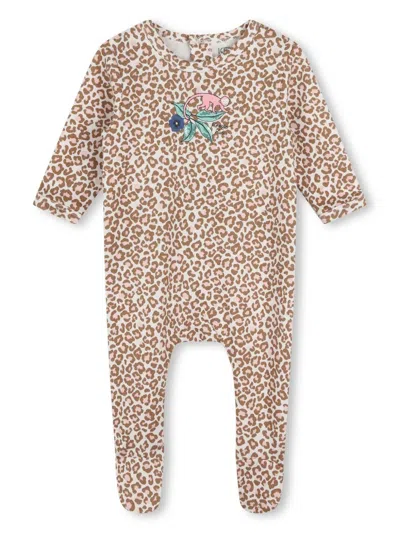 Kenzo Babies' Animal-print Pyjamas In Brown
