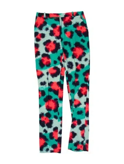 Pre-owned Kenzo Animal Print Skinny Leg Pants In Green