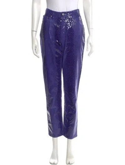 Pre-owned Kenzo Animal Print Straight Leg Pants In Purple