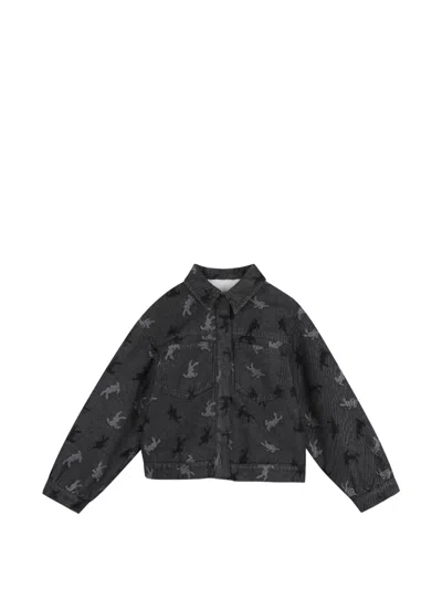 Kenzo Kids' Animal-motif Denim Jacket In Black