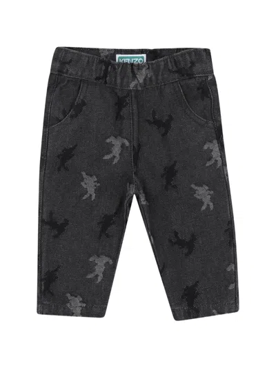 Kenzo Babies' Animal-pattern Jeans In Gray