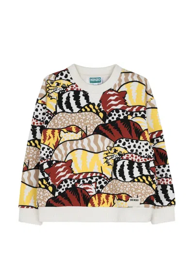 Kenzo Kids' Animal-print Sweatshirt In Neutral