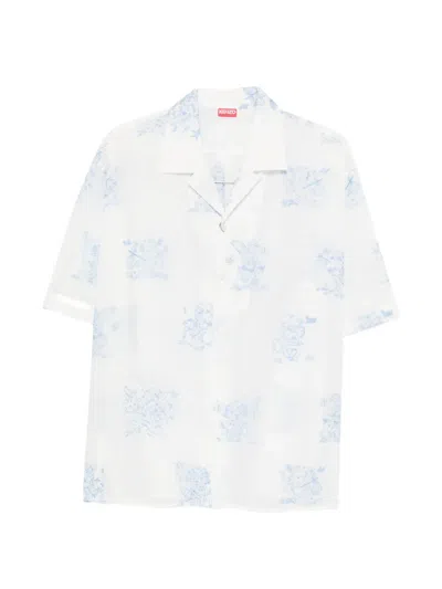 Kenzo Short Sleeves Floral Silk Nylon Shirt In Multi