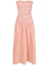 Kenzo Ankle-length Gingham Dress With Smocked Bodice In Orange