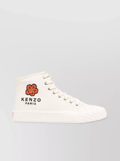 Kenzo Ankle-length Hi-top Sneakers With Eyelet Detailing In White