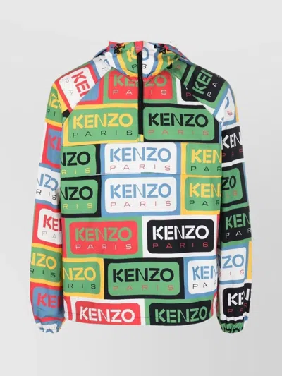 KENZO ANORAK PACKABLE LABEL MULTICOLOR PRINT