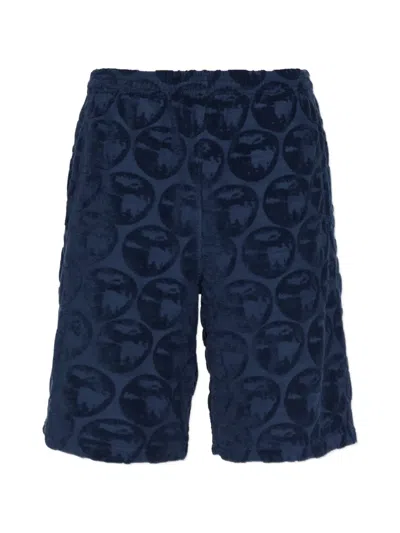 Kenzo Apple Pop Monogram-pattern Cotton Shorts In Blue