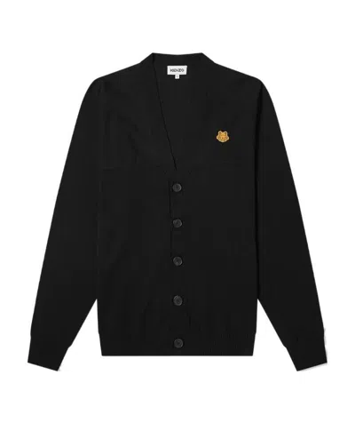 Kenzo Appliqué Cotton Cardigan In Black