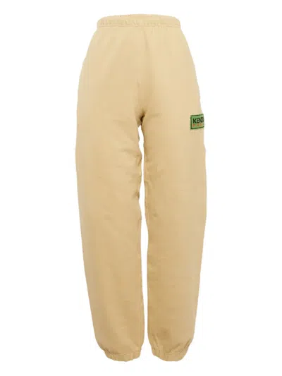 Pre-owned Kenzo Appliqué Cotton Joggers In Neutral