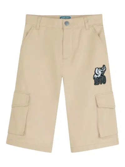 Kenzo Kids' Appliqué-detail Cargo Shorts In Neutral